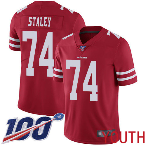 San Francisco 49ers Limited Red Youth Joe Staley Home NFL Jersey #74 100th Season Vapor Untouchable->san francisco 49ers->NFL Jersey
